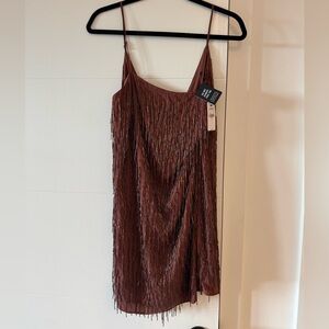 Elegant Brown Fringe Dress